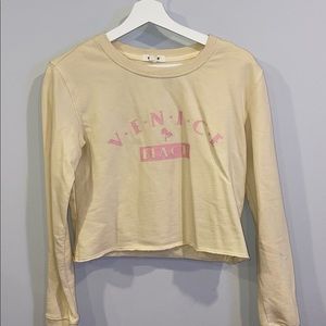 garage cropped yellow crew neck size XS